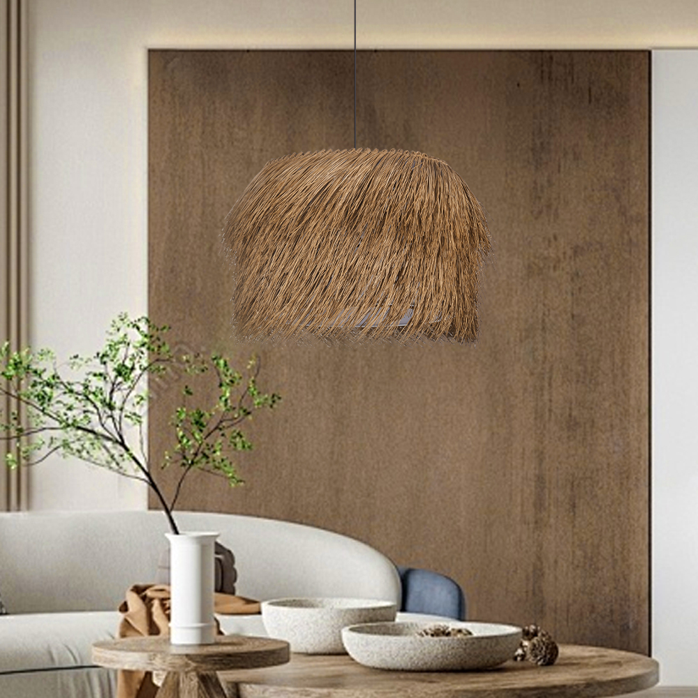 Wabi-sabi Rattan Wicker Pendant Light for Dining Room