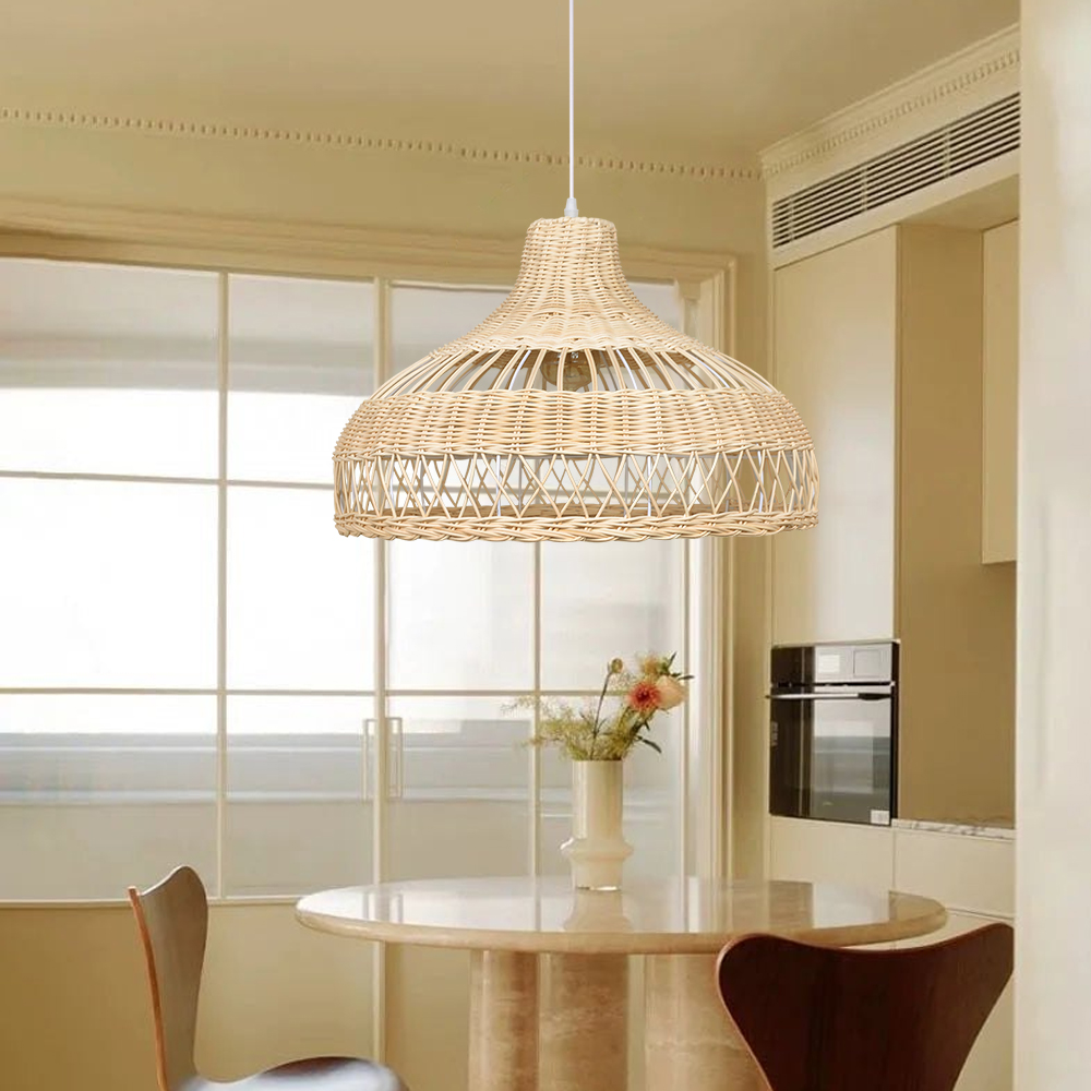 Rattan Pendant Lampshade Hand-woven Japanese Restaurant Retro Dining Table Hanging Lamp