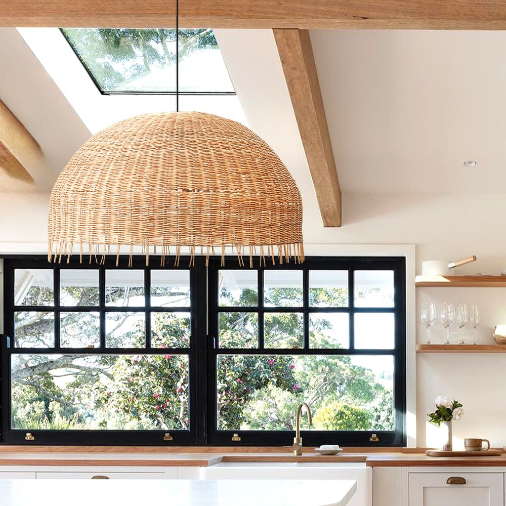 Dining Room Chandelier Rafia Wabi-sabi Rattan Pendant Lamp Handmade Sustainable Lighting