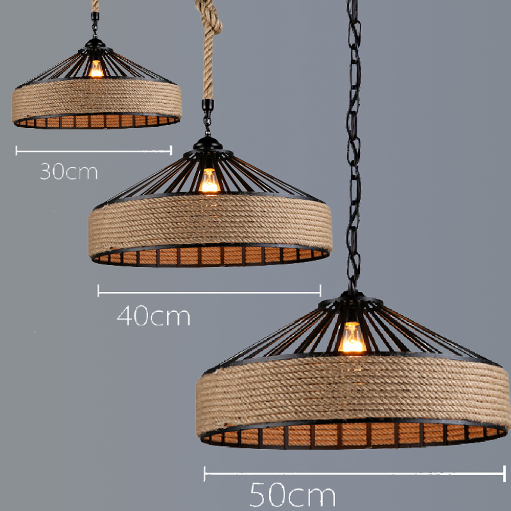 Industrial Style Country Hemp Rope Chandelier Cafe Restaurant Creative Decor