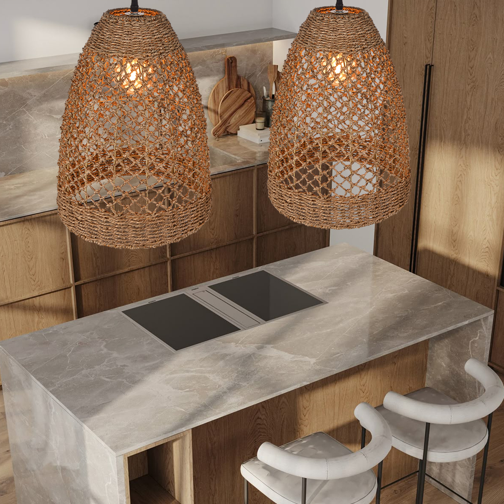 Dining Table Seagrass Chandelier Home Wabi-sabi Style Log Style Decorative Lamp