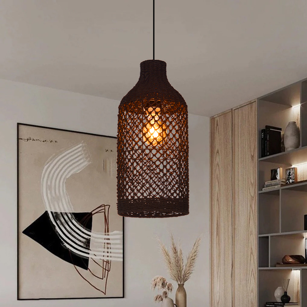 Wabi-sabi Living Room Seagrass Chandelier Retro B&B Decorative Pendant Lamp