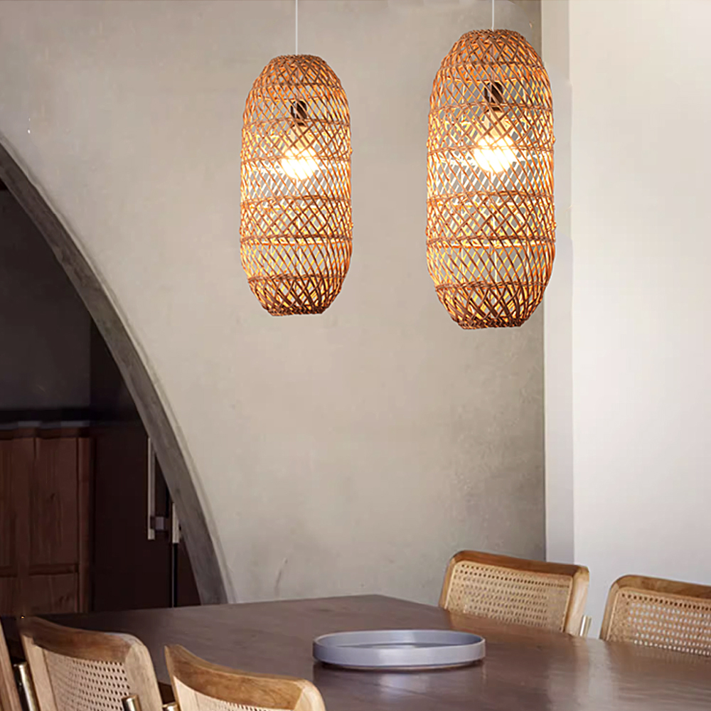 Villa Staircase Combination Rattan Chandeliers Wabi-sabi Pastoral Style Homestay Restaurant Lamps