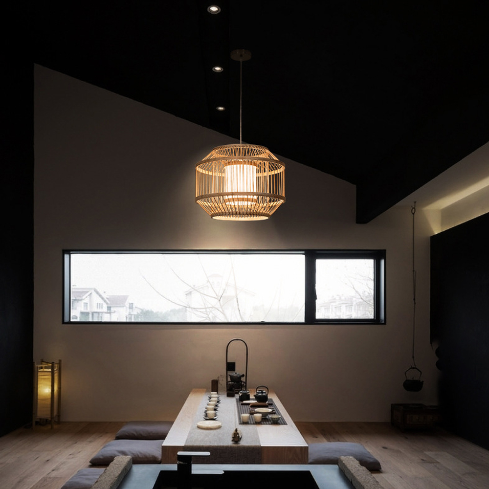 Japanese Restaurant Bamboo Chandelier Casual Tatami Pendant Lamp for Living Room