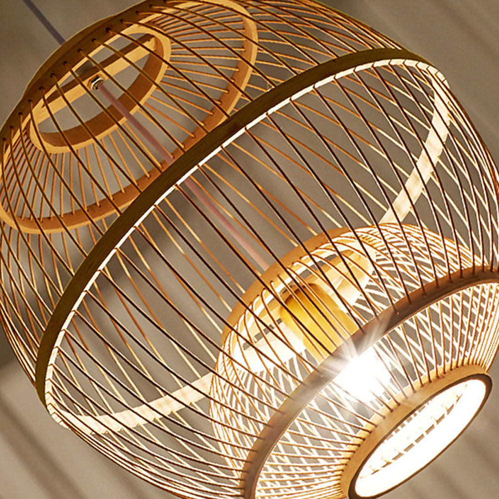 Lantern Pendant Lampshade Japanese Bamboo Hanging Light Fixture