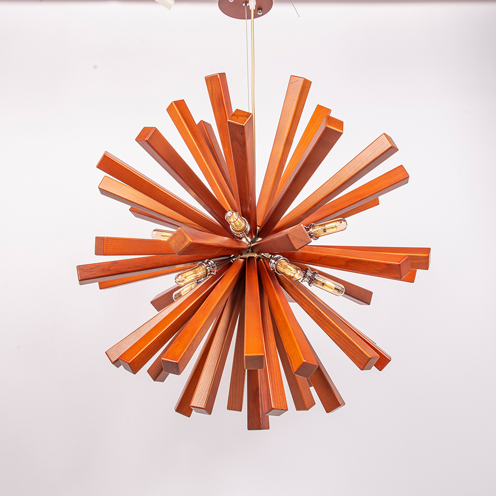 Dandelion Walnut Pendant Light Wooden Lamp Fixture