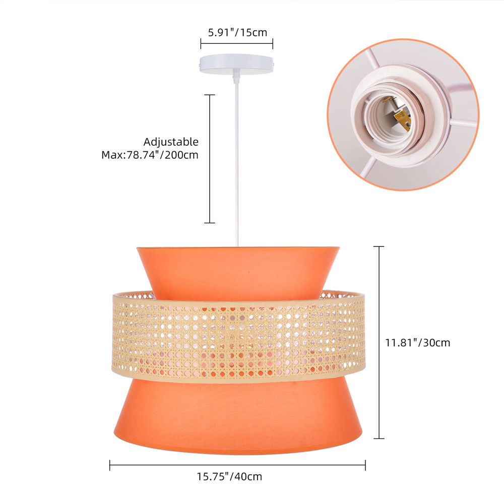 Hand-Woven Home Decor Rattan Tiered Chandelier Red, Blue Modern Wicker Light Pendant