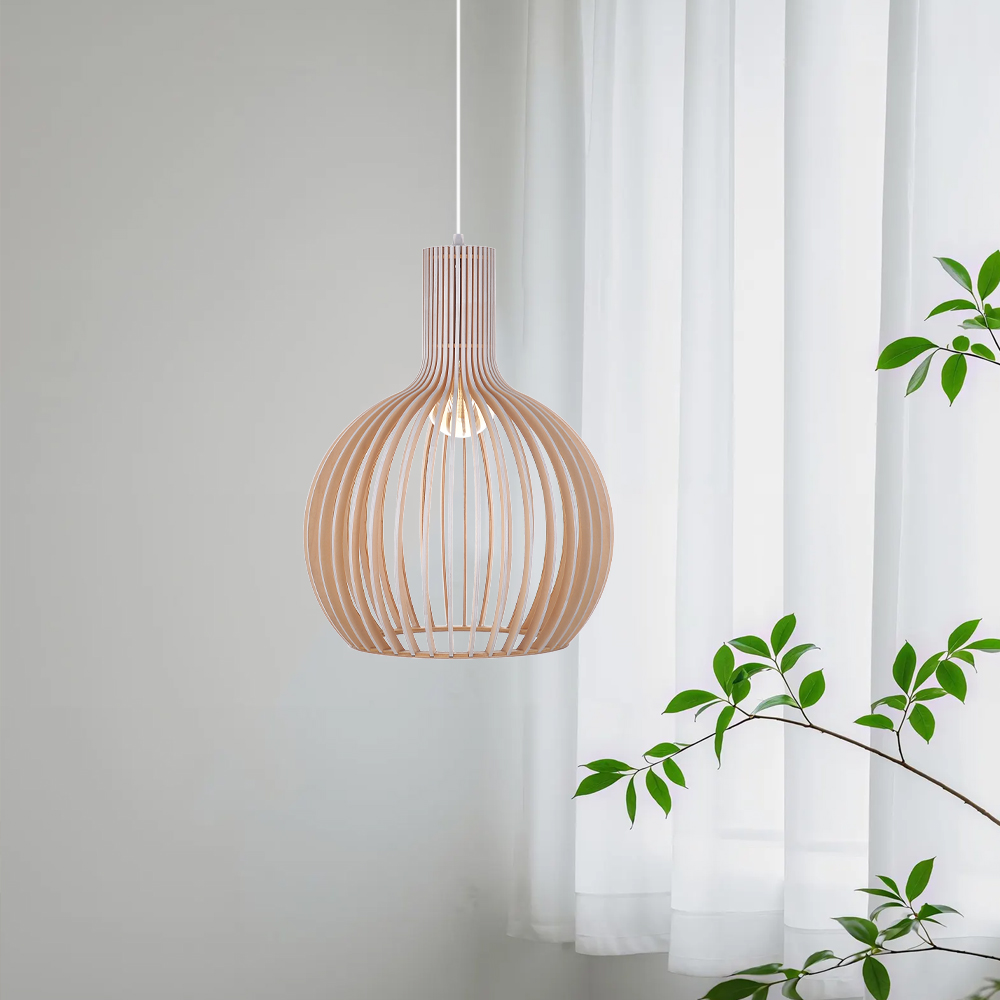 Small Chandelier White Wood Birdcage Pendant Lights
