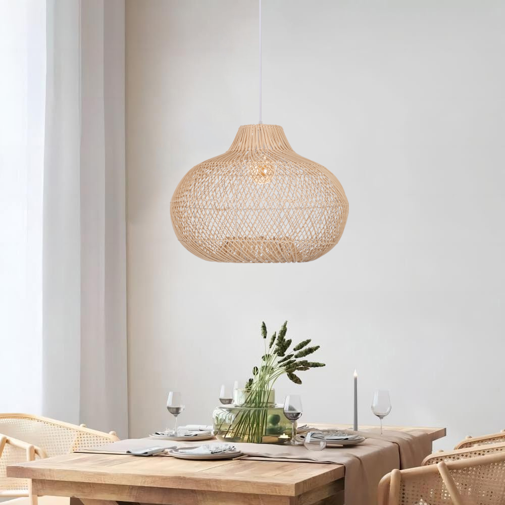 Coastal Boho Rattan Chandelier Home Decor Farmhouse Style Hanging Light