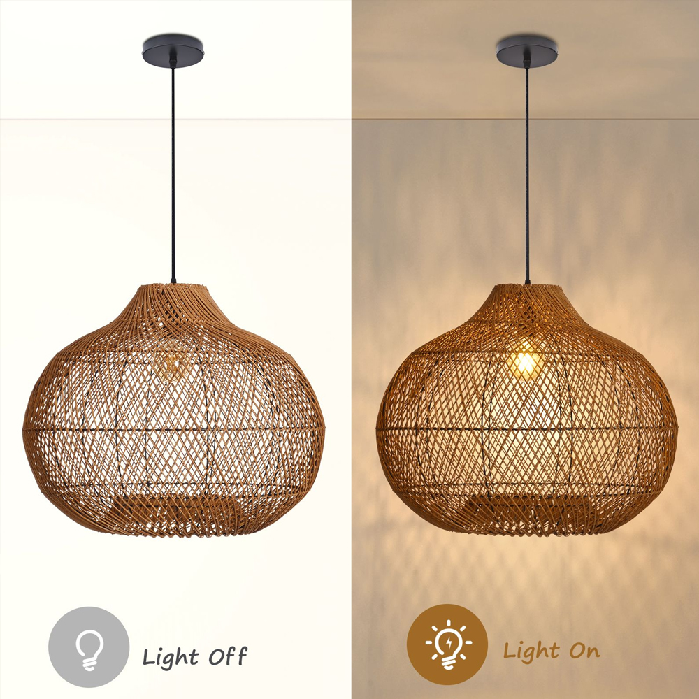 Wabi Sabi Natural Dark Rattan Pendant Lights for Dining Room