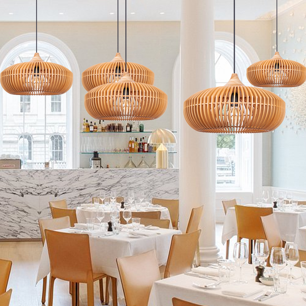 Restaurant Decor Wooden Pendant Lights