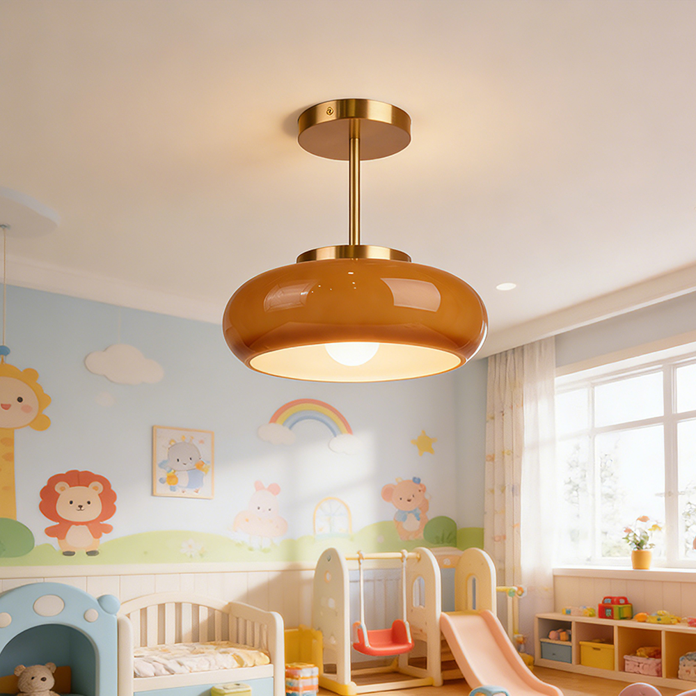 Mid Century Modern Entryway Glass Ceiling Light Fixture