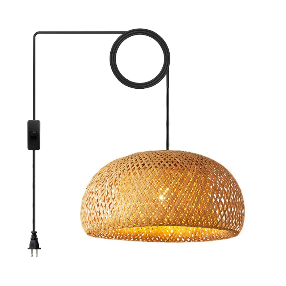 Handwoven Bamboo Ceiling Light Shade Flush Mount Lamp