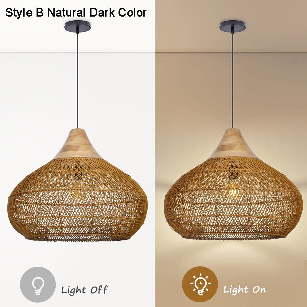 Rattan Pendant Light Wabi Sabi Style Retro Dining Room Chandelier