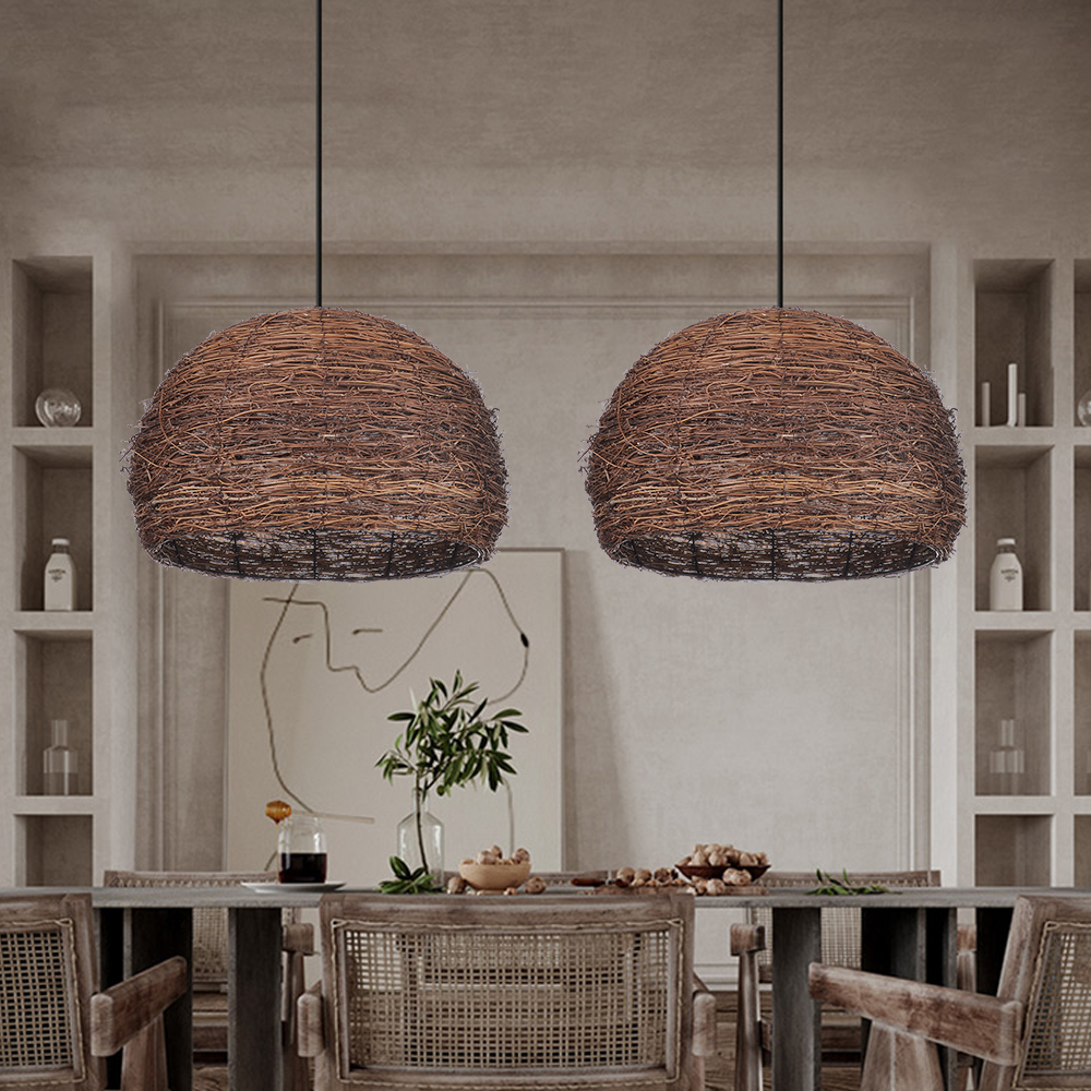 Handmade Bird's Nest Pendant Light Commercial Restaurant Cafe Art Decor Rattan Chandelier