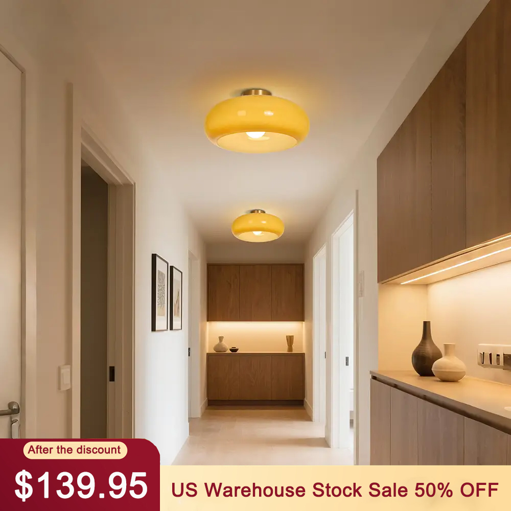 Corridor Entrance Glass Ceiling Lamp Shade Flush Mount Lights