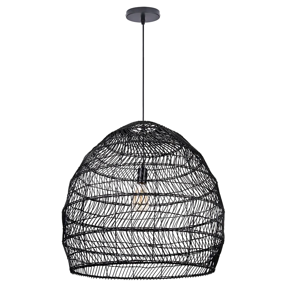 Handcrafted Black Rattan Pendant Light for Restaurants Kitchen