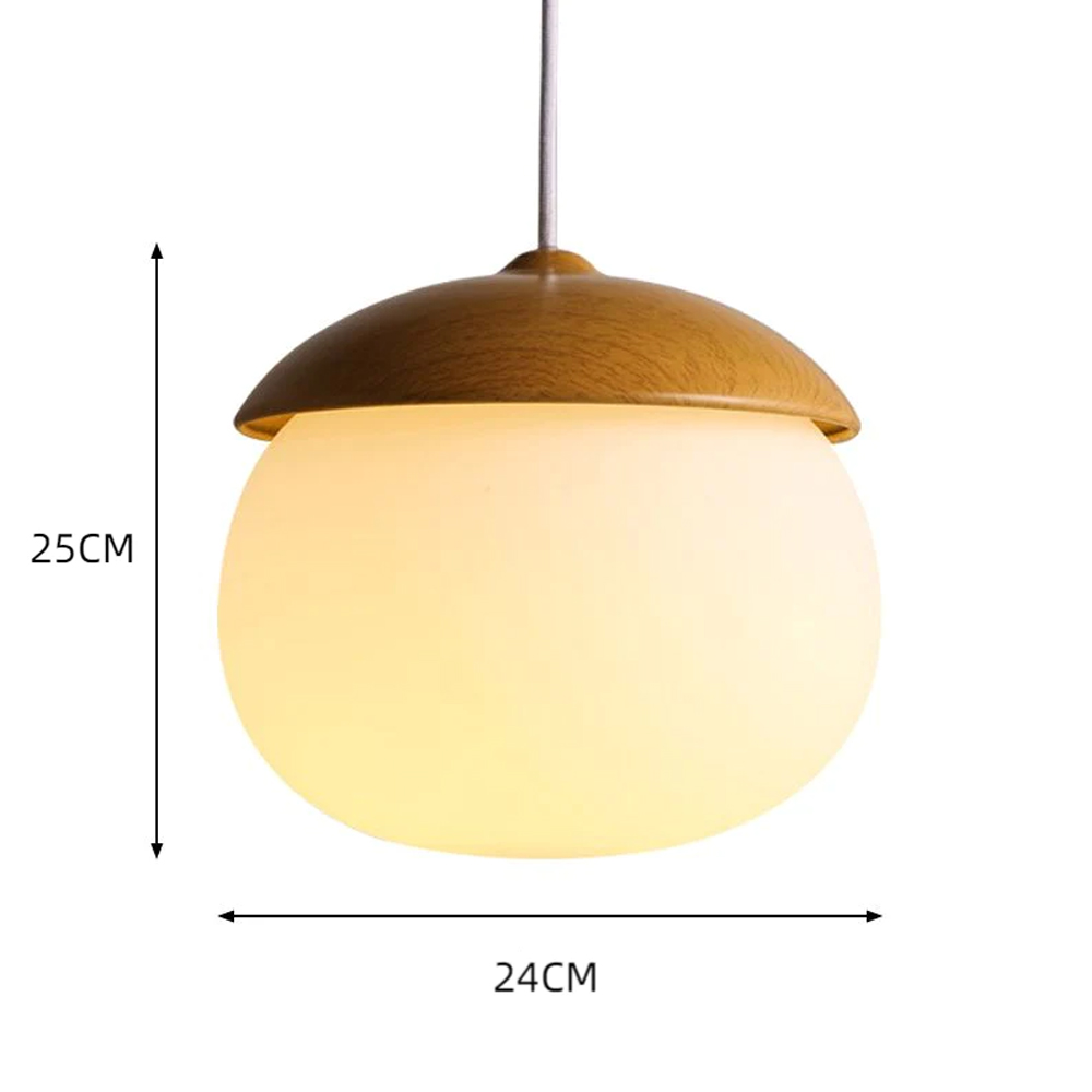 Handmade Wooden LED Hanging Lamp Nut Shaped Pendant Light