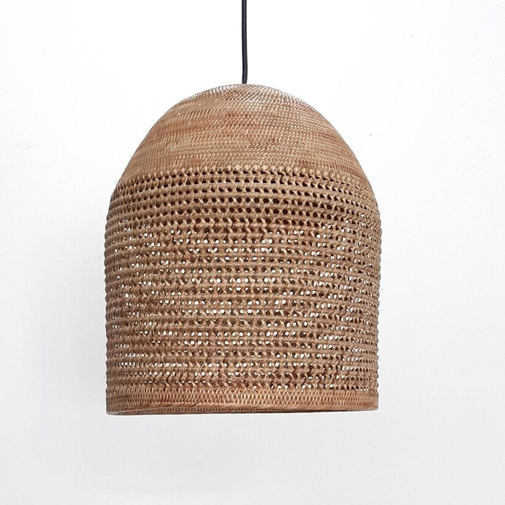 Hand-knitted Rattan Pendant Light Modern Scandinavian Bell Shape Kitchen Island Lighting