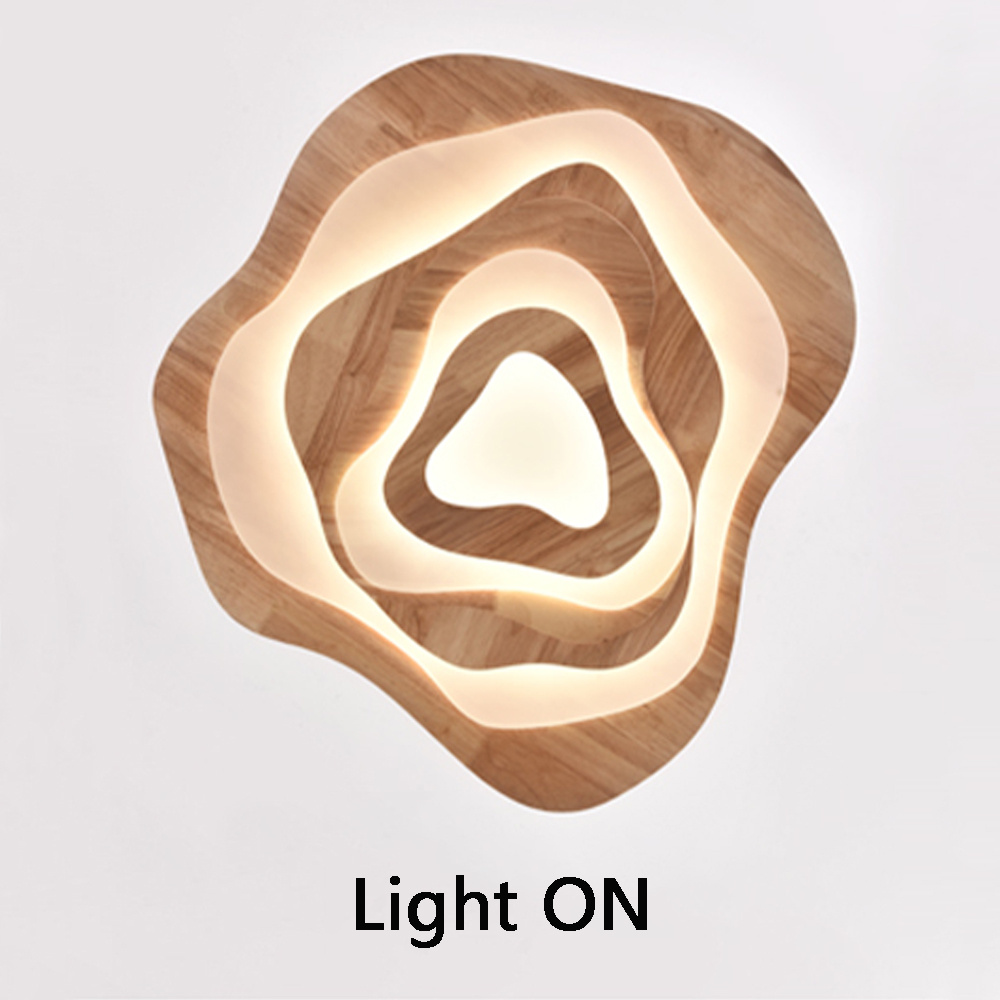 Nordic Irregular Solid Wooden Pendant Light Living Room Dining Room Dimmable Chandelier