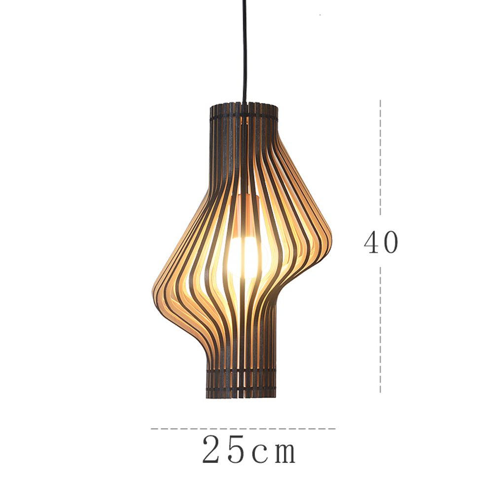 Creative Curved Surface Wooden Pendant Light Designer Art Light B&B Bedside Lamp