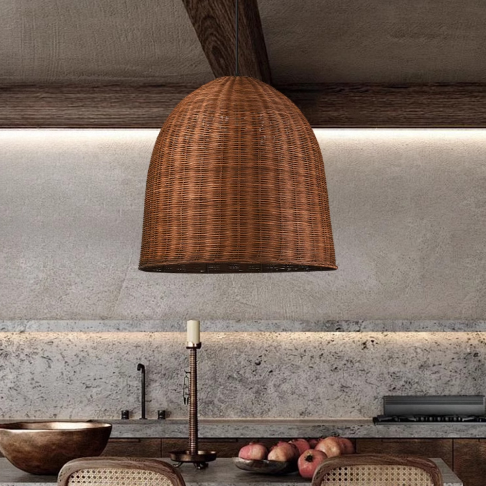 Restaurant Lamp Wabi-sabi Style Chandelier B&B Retro Hand-woven Rattan Lampshade