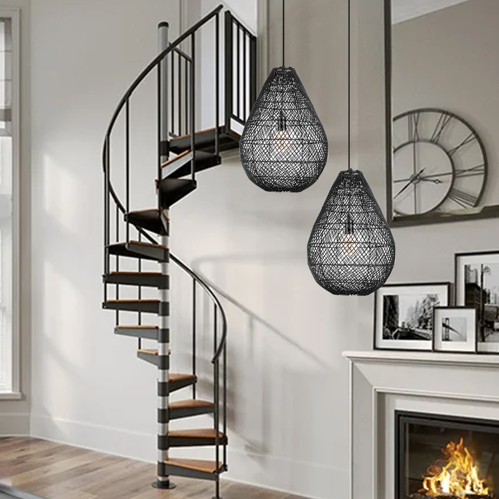 Staircase Living Room Rattan Pendant Lights Shade