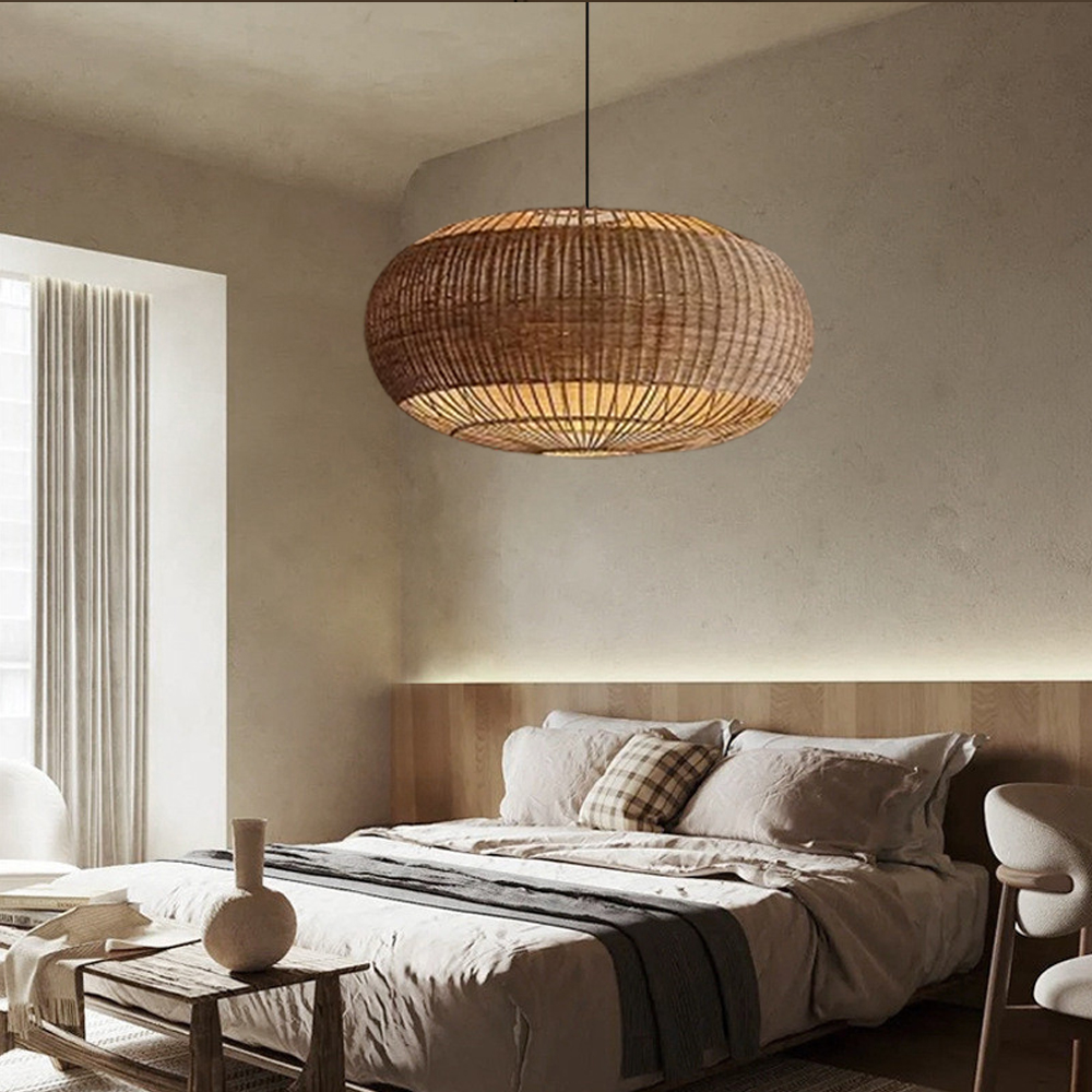 Rattan Pendant Light in Minimalist Wabi Sabi Style Interior Design Decor Lamp Fixture