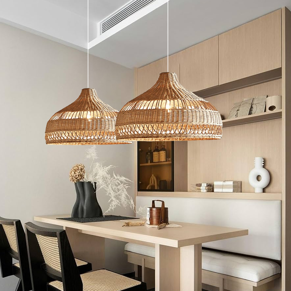Rattan Pendant Lampshade Hand-woven Japanese Restaurant Retro Dining Table Hanging Lamp