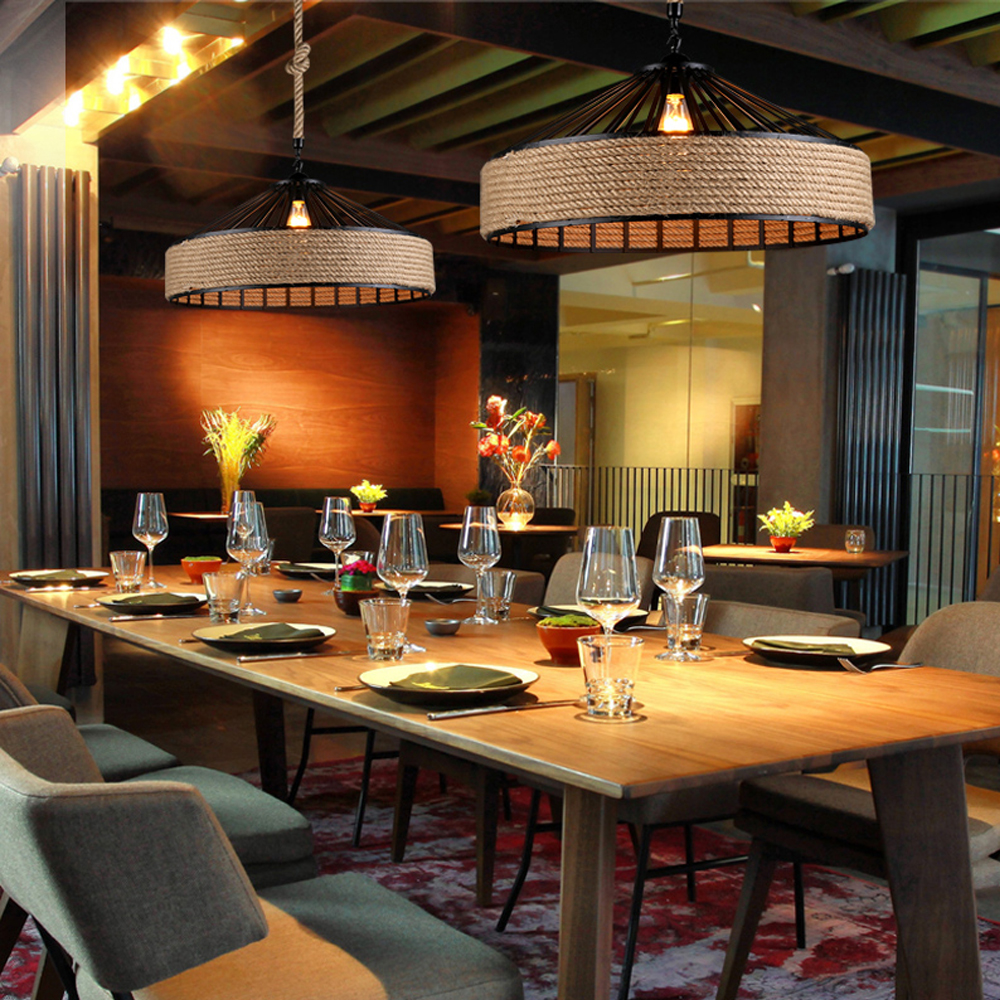 Industrial Style Country Hemp Rope Chandelier Cafe Restaurant Creative Decor