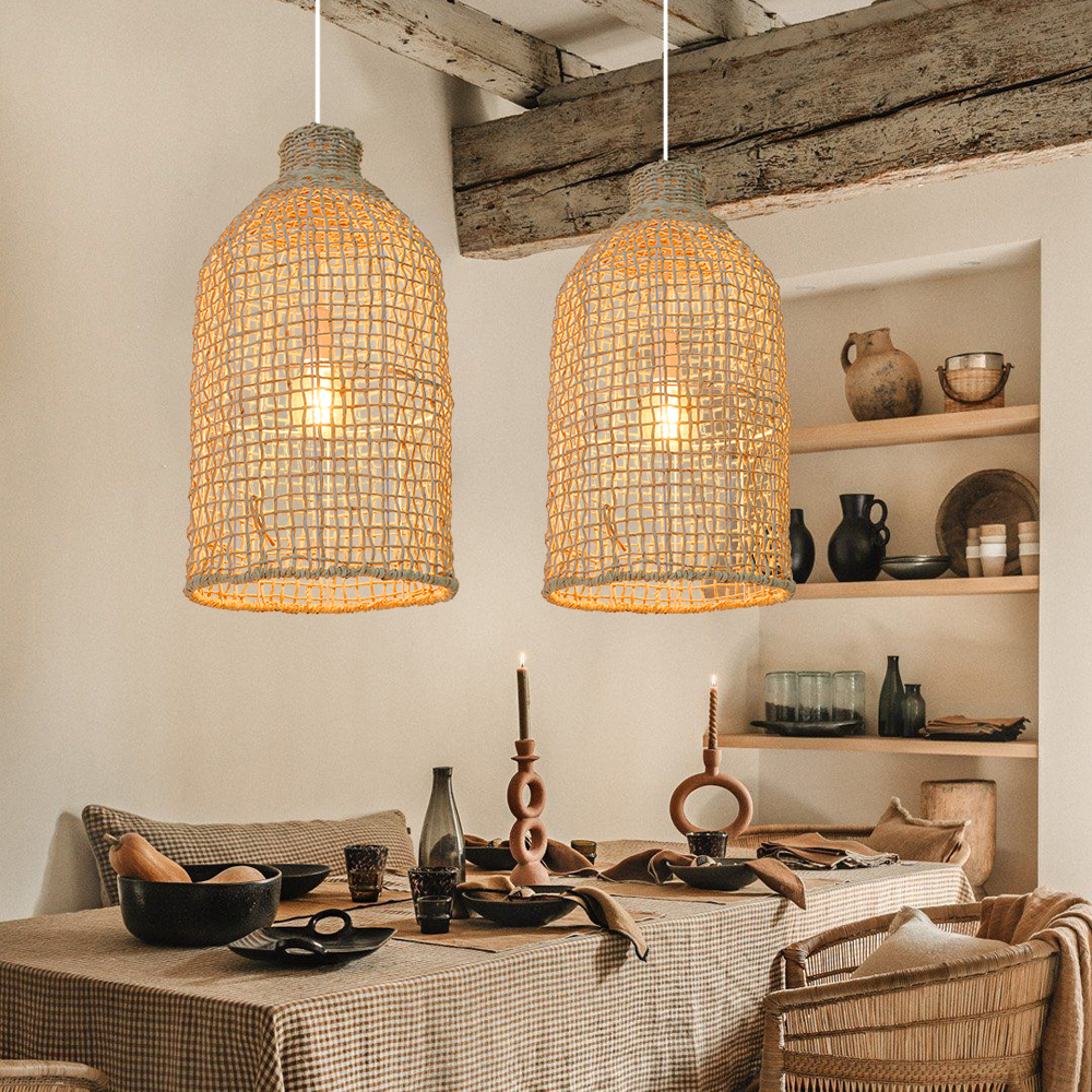 Hand Woven Lighting Dining Room Rattan Pendant Lights