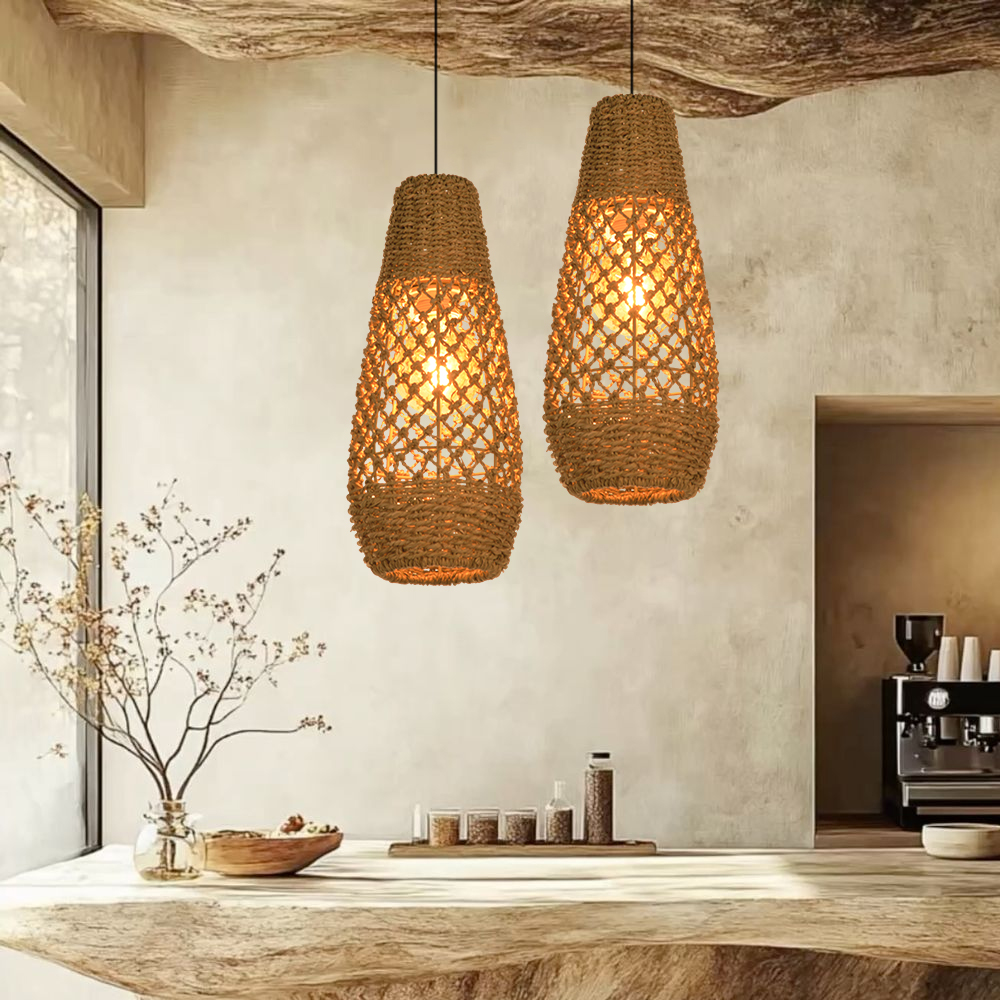 Classic Traditional Seagrass Pendant Light for Dining Room
