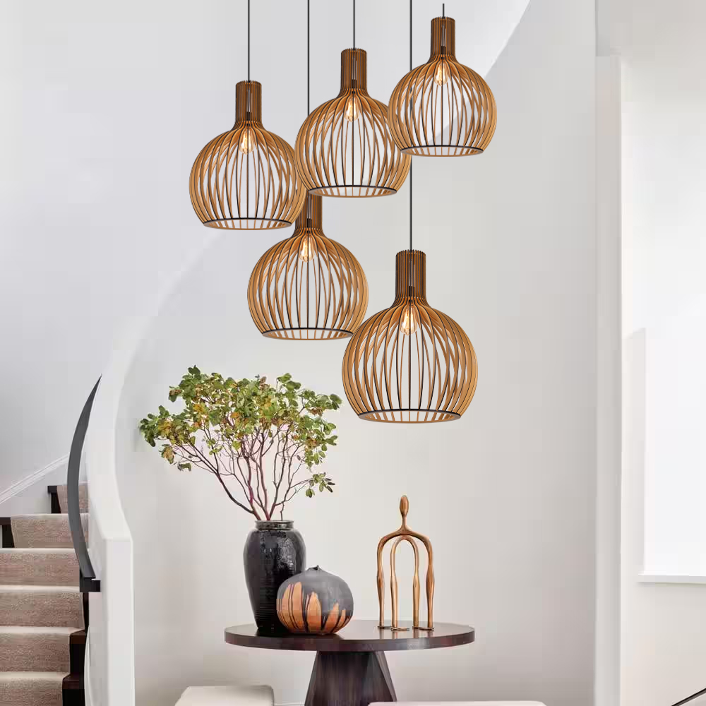 50% OFF Clearance 23CM Black Wooden Pendant Lamp Birdcage Chandelier