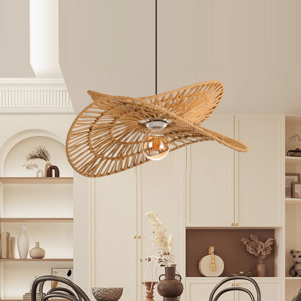 Minimalist Dining Room Rope Pendant Light Rustic Handmade Hanging Chandelier