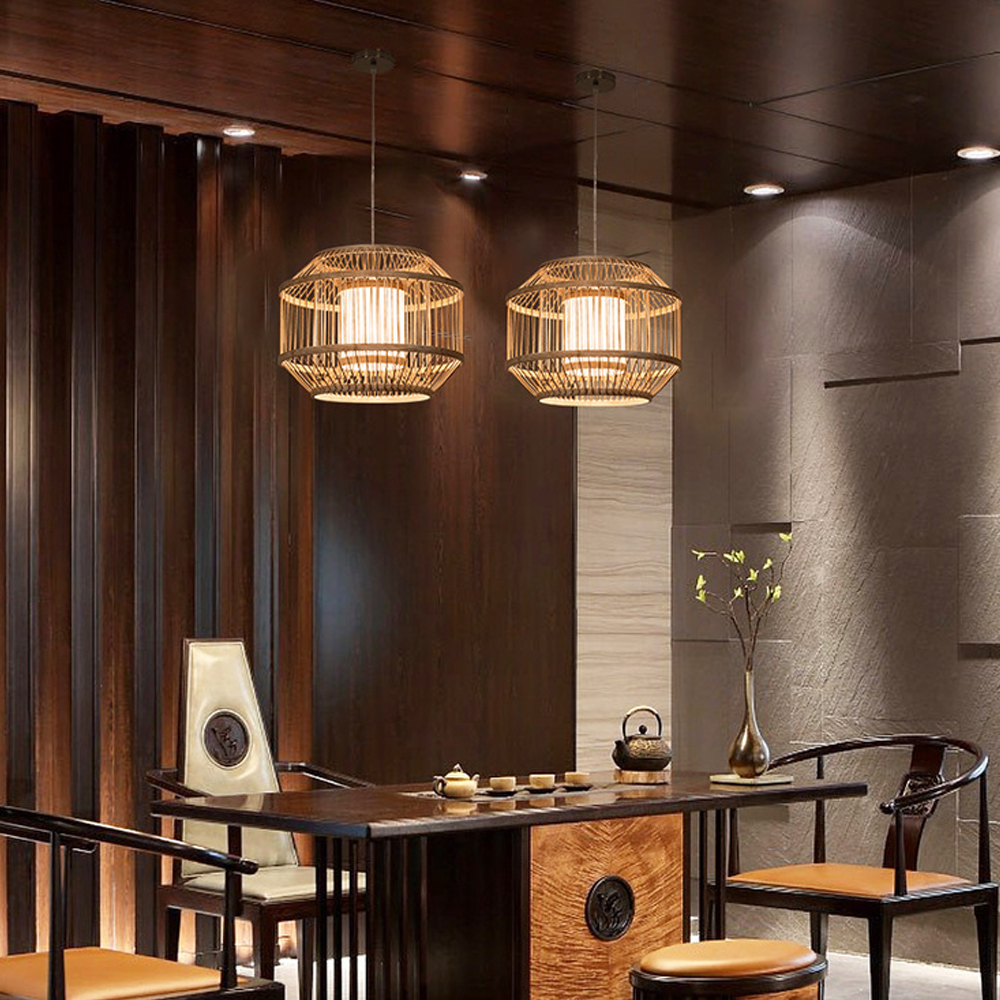 Japanese Restaurant Bamboo Chandelier Casual Tatami Pendant Lamp for Living Room