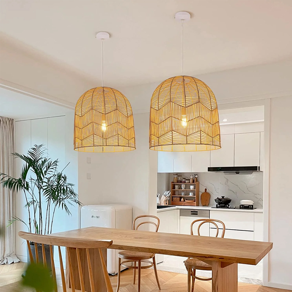 Handmade Rattan Pendant Lamp Shade Boho Light Fixture