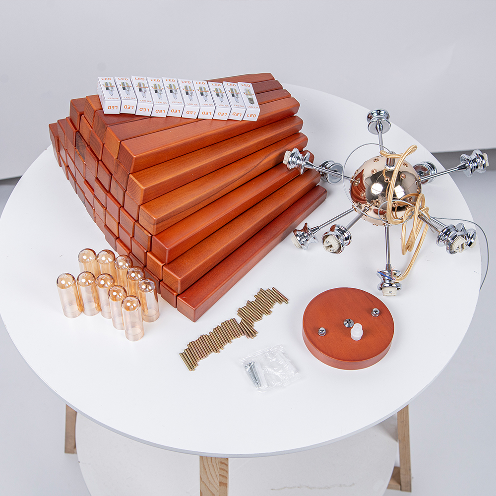 Dandelion Walnut Pendant Light Wooden Lamp Fixture