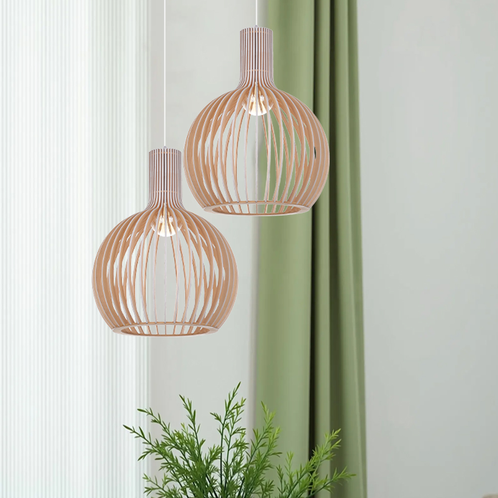 Small Chandelier White Wood Birdcage Pendant Lights