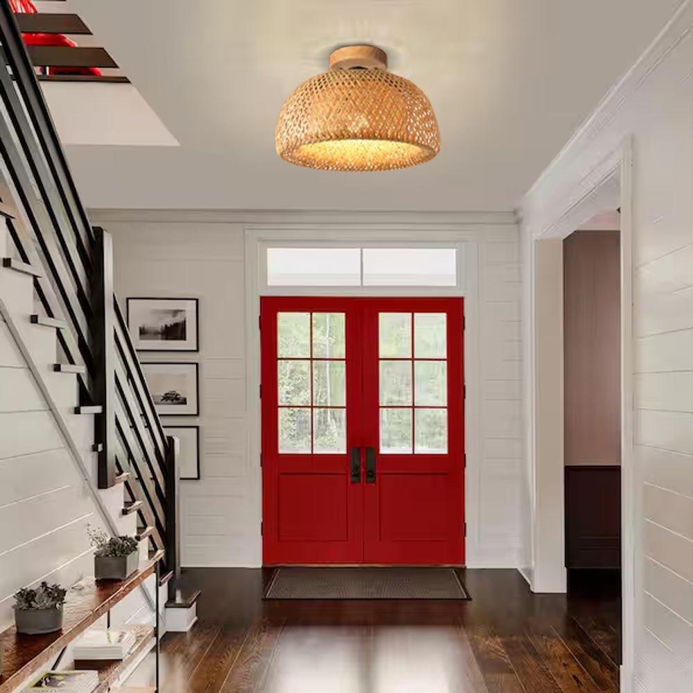 30cm Small Bamboo Ceiling Light for Entryway Balcony