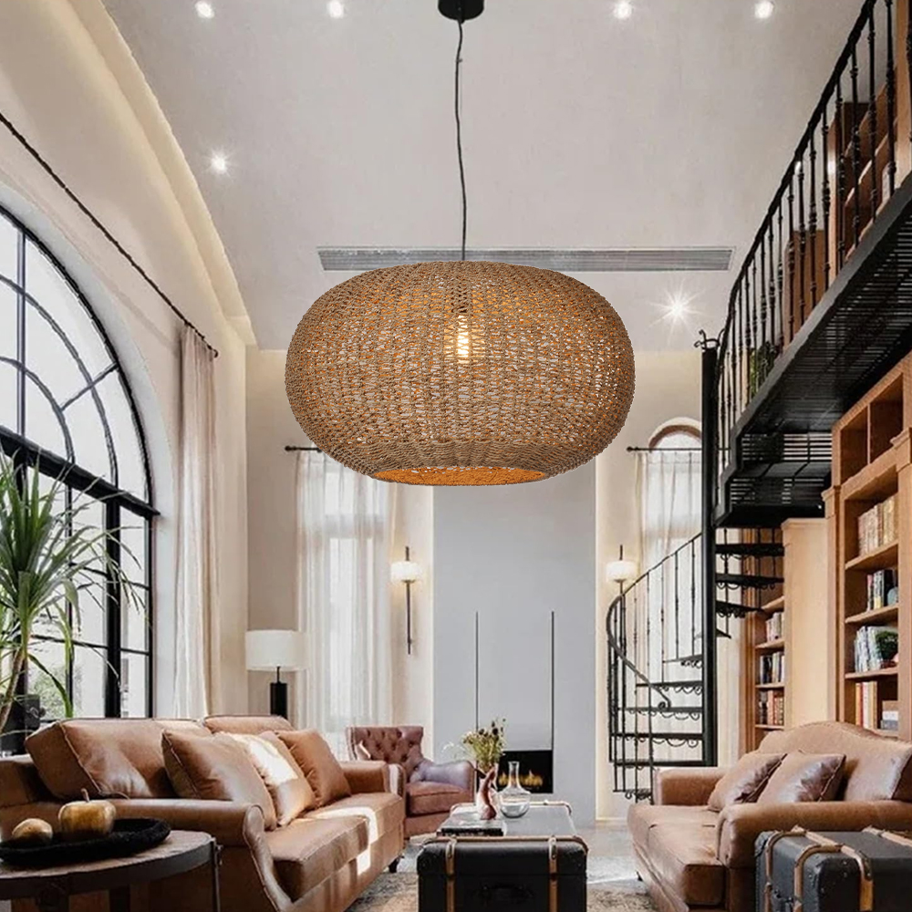 Creative Seagrass Pendant Light Handmade Art Chandelier Living Room Dining Room