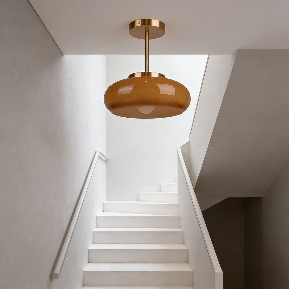 Mid Century Modern Entryway Glass Ceiling Light Fixture