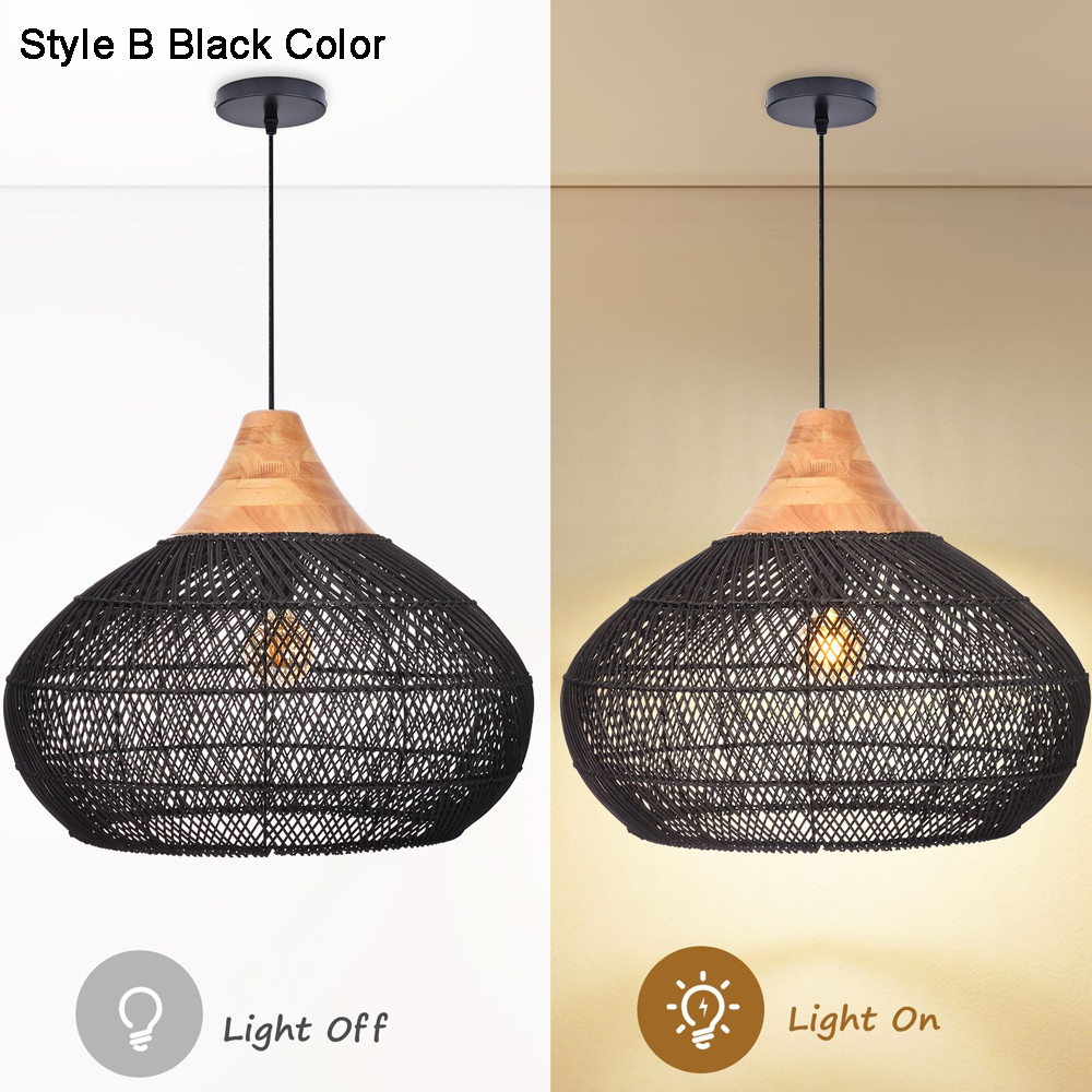 Rattan Pendant Light Wabi Sabi Style Retro Dining Room Chandelier