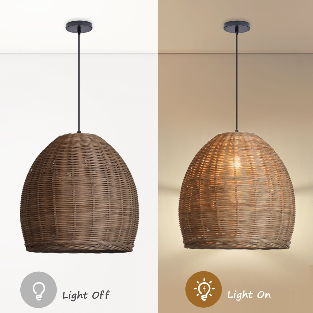 Handmade Rattan Chandelier Wabi-Sabi Vintage Rattan Pendant Light For Dining Room