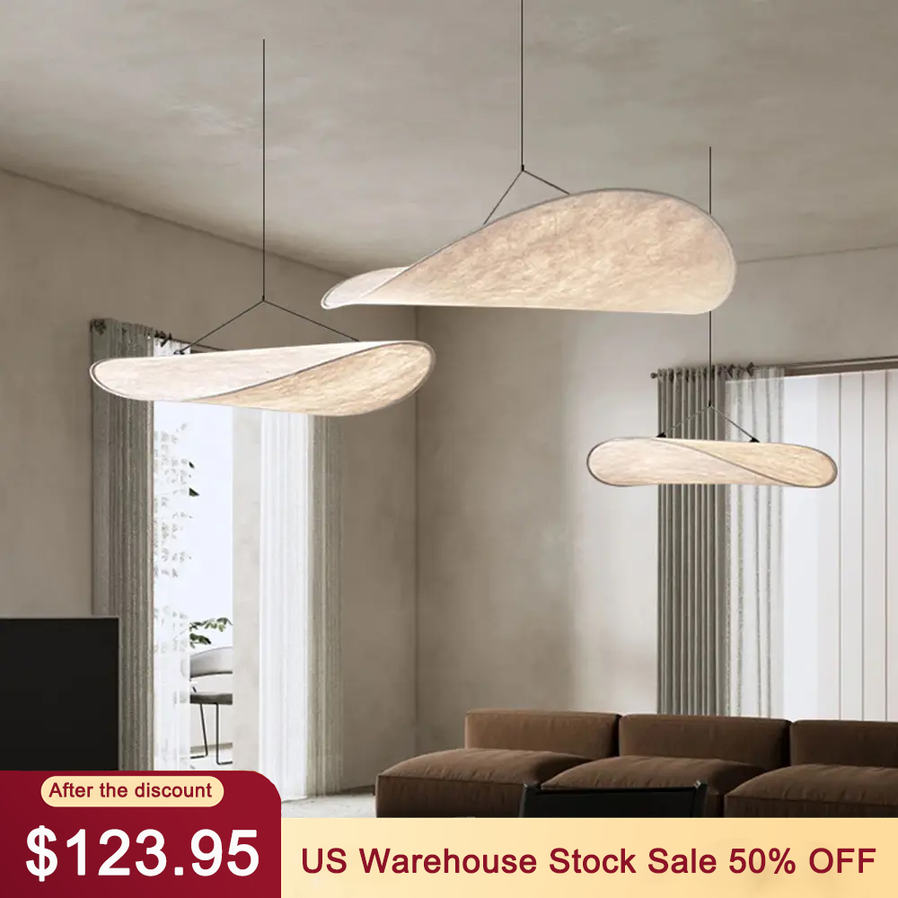 Modern Pendant Light Boat-shape Silk Hanging Lamp for Living Room