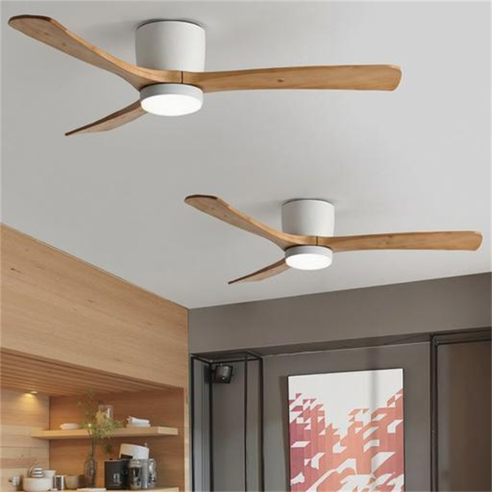 Nordic Wooden Ceiling Fan Light Fixture Minimalist LED Ceiling Lamp for Bedroom