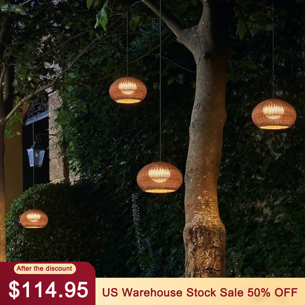 40CM Outdoor Waterproof Pendant Light Homestay Rattan Lighting