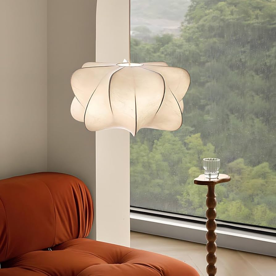 Minimalist Fabric Pendant Lamp Japandi Lighting For Dining Room