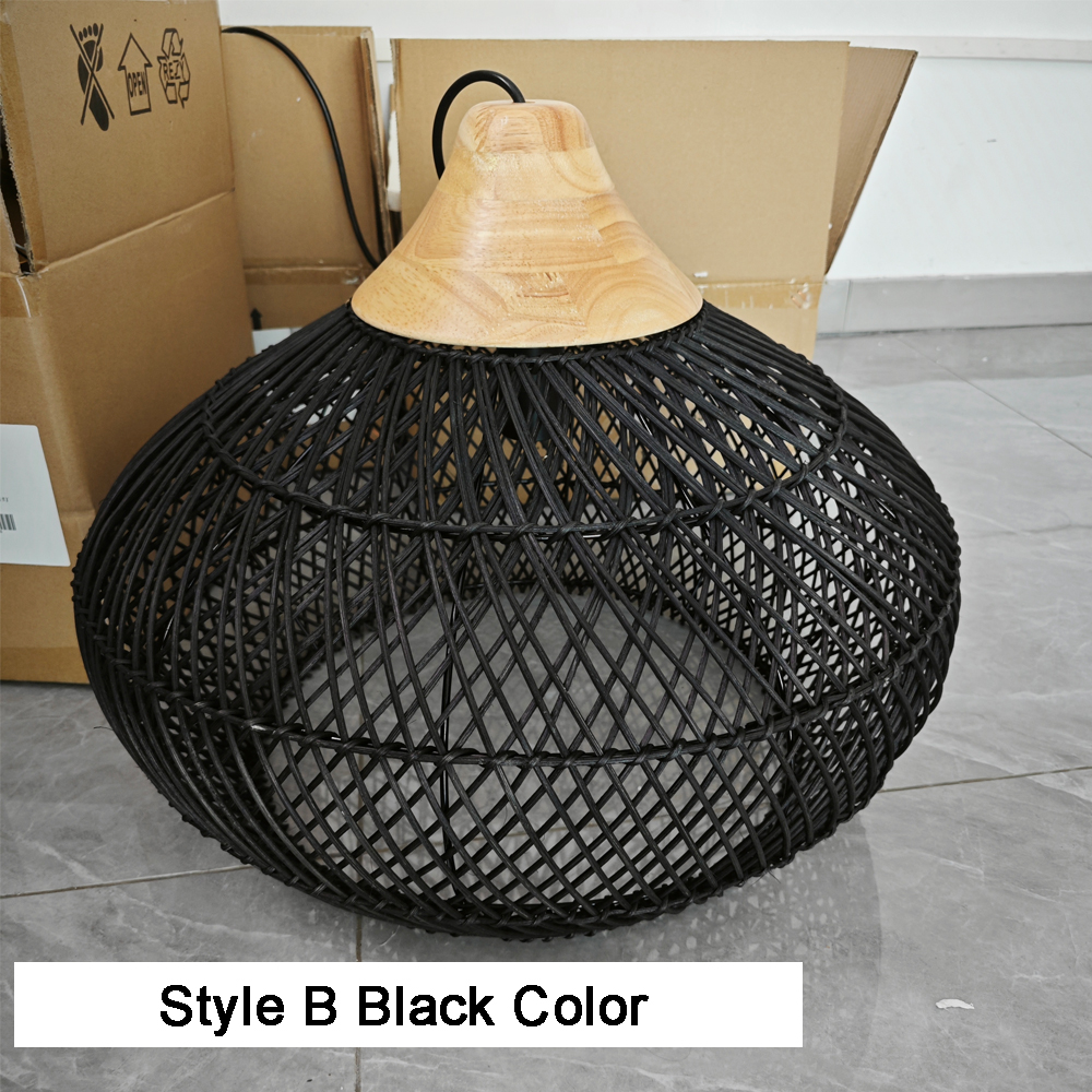 Rattan Pendant Light Wabi Sabi Style Retro Dining Room Chandelier