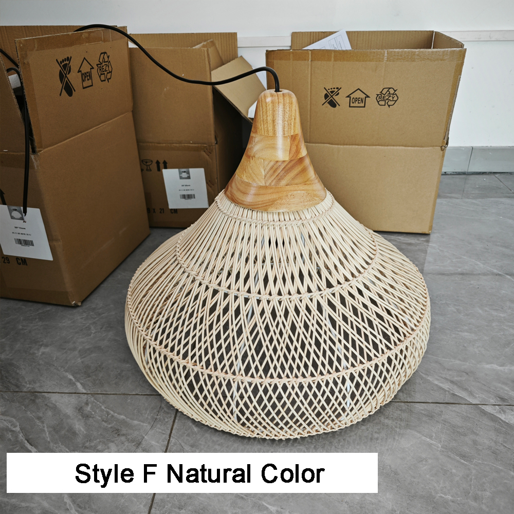 Rattan Pendant Light Wabi Sabi Style Retro Dining Room Chandelier