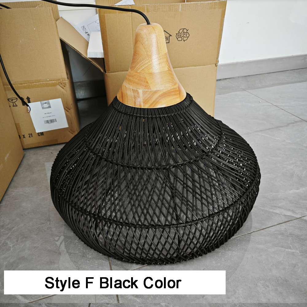 Rattan Pendant Light Wabi Sabi Style Retro Dining Room Chandelier